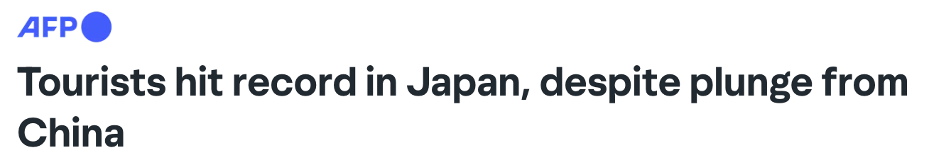 赴日中国游客骤减45%，日本转靠欧美游客填补缺口：破4000万大关